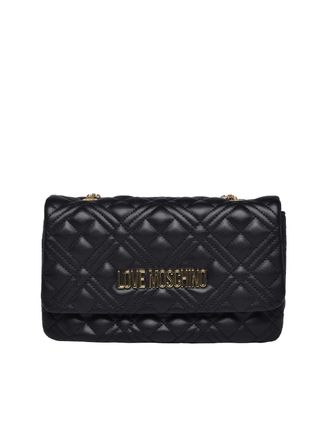 Love Moschino Black Polyurethane Quilted Shoulder Bag