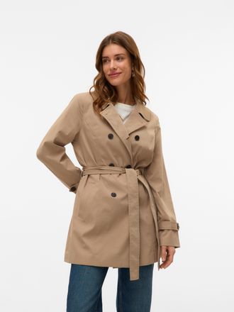 Vero Moda Trenchcoat VERO MODA VMCHELSEA OLIVIA TRENCHCOAT NOOS, Damen, Gr. XL, silber (silber mink), Twill, Obermaterial: 100% Polyester, unifarben, regular fi