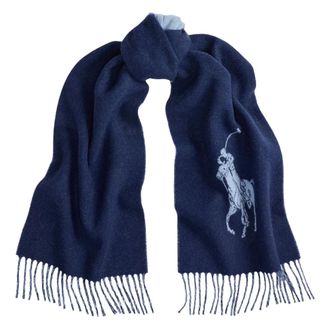 Polo Ralph Lauren Accessoires, unisex, Blauw, ONE Size, Wol, Navy Big Pony Wollen Sjaal