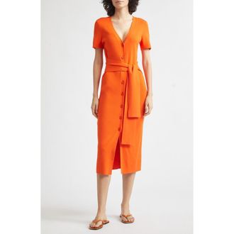 Toccin Agnes Tie Front Knit Dress in Flame at Nordstrom, Size X-Small