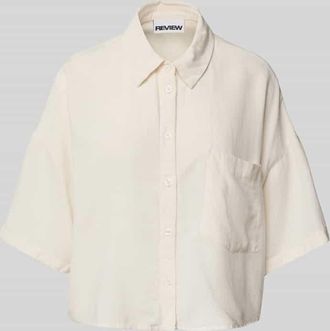 Review Boxy Fit Hemdbluse mit Leinen-Anteil in Offwhite, Größe XS