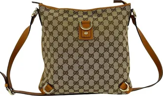 Gucci Brown Canvas Leather Shoulder Bag Tote Bag (Pre-Owned)