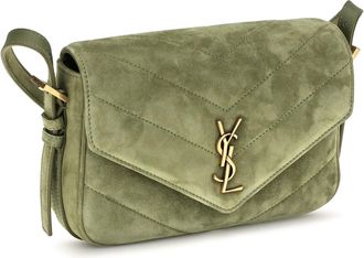Saint Laurent Womens Small Loulou Matelass&eacute; Suede Shoulder Bag 3353