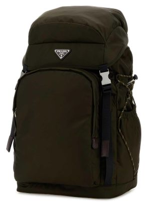 Prada Mens Olive Green Canvas Backpack Mimetico Zaini
