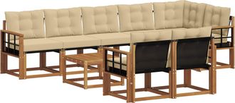 vidaXL Conjunto De Sof&aacute;s De Exterior 9 Uds. Natural Y Beige Vidaxl