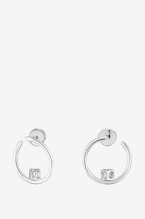 Dinh Van Creolen aus Weissgold mit Diamant Le Cube Diamant