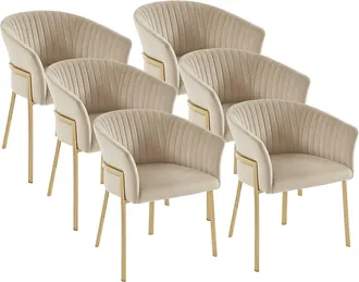 Pascal Morabito Lote de 6 sillas con reposabrazos de terciopelo y metal dorado - Beige - ZAOVA de Pascal MORABITO