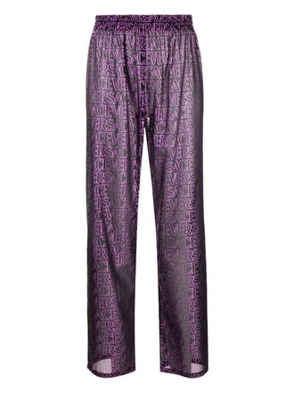Versace Pantaloni semi trasparenti con stampa - Nero