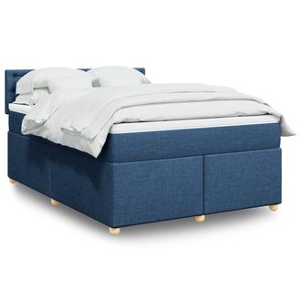 vidaXL Giroletto A Molle Con Materasso Blu 140x200 Cm In Tessuto Vidaxl