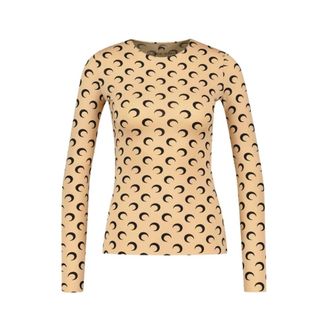 Marine Serre Brown Moon Jersey Crewneck Top T-Shirt