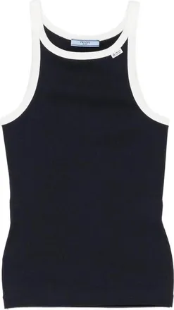 Prada Ribbed-knit Contrast-trim Top