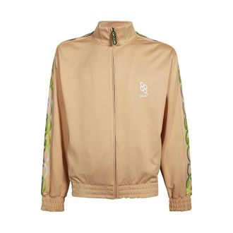 GCDS Logo Mouw Techno Fabric Sweatshirt - Heren - Vesten met rits - Beige - 2XL - Polyester - Hoodies & sweatvesten