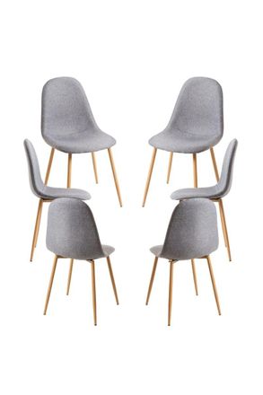 Regalos Miguel Packs Sillas Comedor - Pack 6 Sillas Teok Tela - Gris Claro