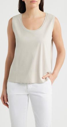 Eileen Fisher Scoop Neck Organic Cotton Tank in Chalk at Nordstrom, Size Xx-Small