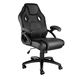 TecTake Silla gaming de escritorio giratoria con respaldo ajustable, negro