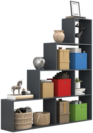 ebuy24 Ebuy24 - Soporte De Madera Vcm Estante De Escalera Estante Escalonado Estante Divisor De La Habitaci&oacute;n Librer&iacute;a Dubila L (antracita)