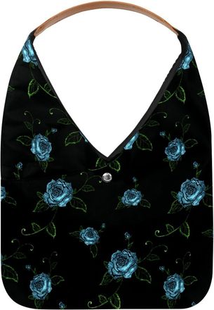 Generic Blue Rose Reusable Lightweight Grocery Bags - Foldable Into Compact Pouch, Washable & Sturdy, Multipurpose for Shopping and Travel