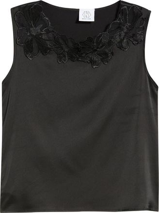 Nikki Lund Camille Sleeveless Floral Appliqué Top in Black at Nordstrom, Size X-Large