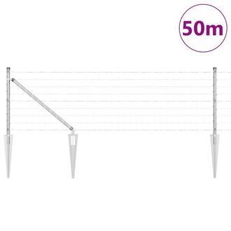 Berkfield Home Traditional Euro Fence with 13 Spike Posts 0.4x50 m Galvanised Steel in Grey