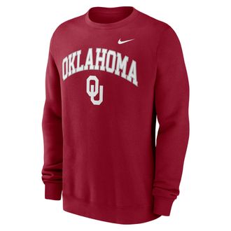 Nike Jordan Oklahoma Arch Nike Mens College Pullover Crew in Red | NKPU69WOKN-Y48
