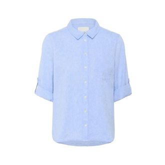 Part Two Blue Linen Cotton Relaxed Fit Shirt - female - Part Two - Shirts - Blue - 2XS - Blouses & Shirts