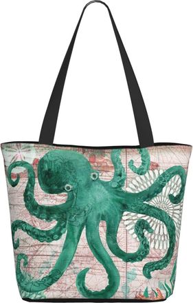 AOOEDM Old Nautical-Map And Sea-Animal Ladies Shopping Bag 13x11x7in.The Perfect ValentineS Day Gift.It Is The Best ValentineS Day Gift For Mom, Daughter, Wi