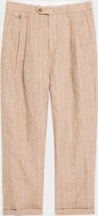 SIMKHAI Men & apos;s Jacob Striped Linen Pleated Pants