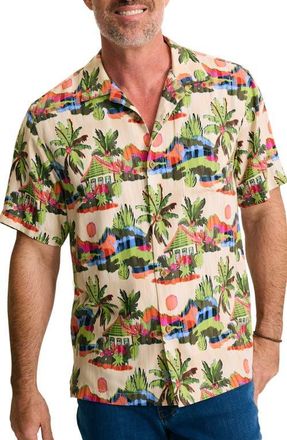 Tommy Bahama Cabana Skies Short Sleeve Silk Button-Up Shirt in Palm Moss at Nordstrom, Size Xxx-Large