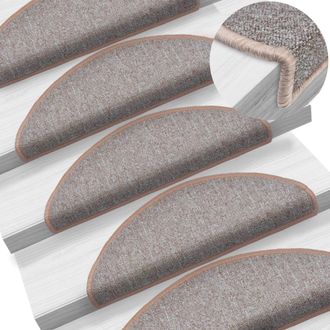 Berkfield Home Stair Mats 10 pcs 65x24x4 cm Light Brown | Size: Medium