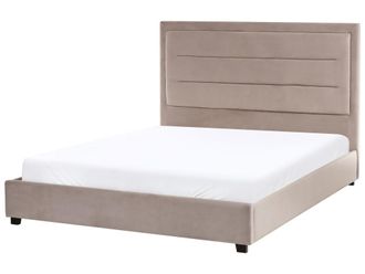 Beliani Cama matrimonial de tejido beige 140x200