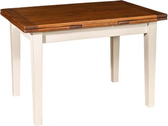 Biscottini International Mesa Extensible De Estilo Country De Madera Maciza De Tilo Armaz&oacute;n Blanco Envejecido Con Plan Acabado Con Efecto Nogal