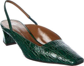 Giuseppe Zanotti Brenda 45 Croc-Embossed Leather Slingback Pump