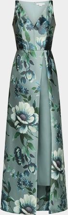 Kay Unger Isabelle Floral-Print Walk-Thru Jumpsuit