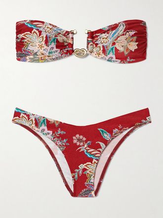 Zimmermann Bikini A Fascia Stampato Con Decorazione Rhiannon - Rosso