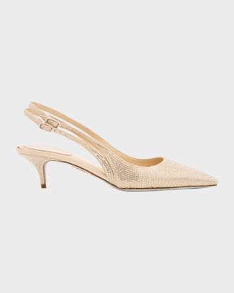 Rene Caovilla Olivia Embellished Satin Slingback Pumps