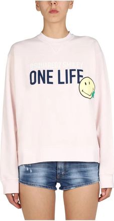 Dsquared2 Felpa Smiley Crew Neck - Dames - Sweatshirts - Roze - M - Hoodies & sweatvesten