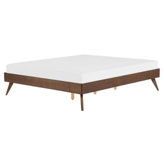 Beliani Cama Madera De Fresno Oscura Moderna 160 X 200 Cm Somier De L&aacute;minas Berric