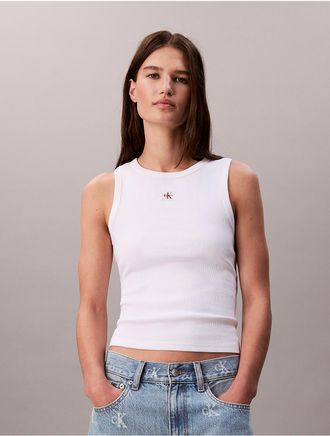 Calvin Klein Jeans Calvin Klein Womens Cotton Stretch Rib Tank Top - White - XS