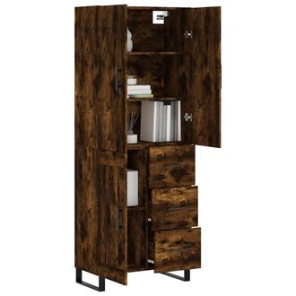 Berkfield Home Highboard Smoked Oak 69.5x34x180 cm Engineered Wood in Brown