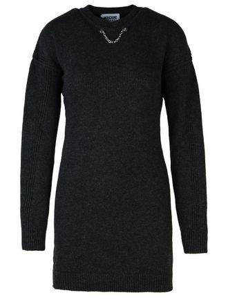 Moschino Dark Grey Wool Blend Dress