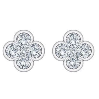 Pompeii3 1/2Ct Diamond Bezel Earrings Womens White or Yellow Gold Lab Grown