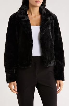 Blank NYC Faux Fur Crop Jacket in Black at Nordstrom Rack, Size Large