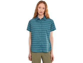 Marmot AirExchange Long Sleeve Shirt Womens Clothing Emerald Blue Slight Stripe : XL, Polyester