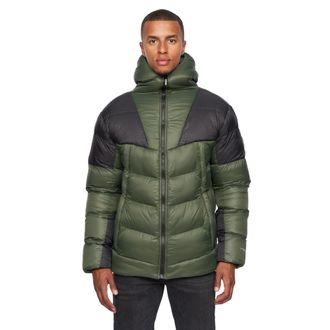 Duck and Cover Mens Raymax Contrast Panel Padded Jacket (Dark Olive/Black) Nylon - Size X-Large