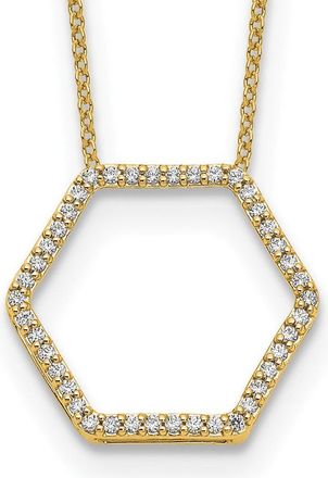 Diamond2Deal 14k Gold 1/4 Ct Lab Grown Diamond Hexagon Necklace 18 Clarity VS, Color D-E