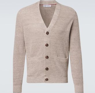 Brunello Cucinelli Ribbed-knit linen and cotton cardigan