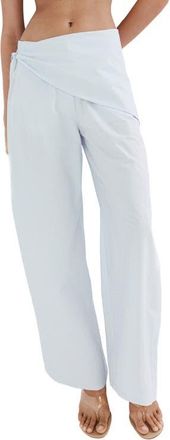 Mango Belted Wide Leg Pants in Sky Blue at Nordstrom, Size 4