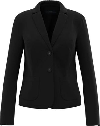 Marc Cain Blazer met opgestikte zakken en afgeronde zoom - Dames - Blazers - Zwart - L - Leer - Jassen