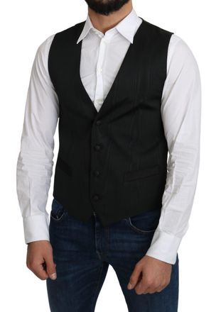Dolce & Gabbana Mens Black Waistcoat Classic Fit Silk - Size EU 46 (Mens)