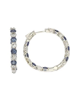 Suzy Levian Silver 0.02 Ct. Tw. Diamond & Sapphire Earrings